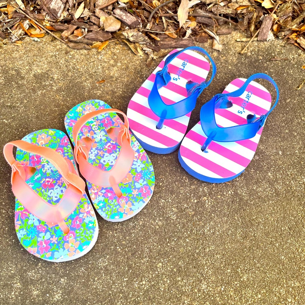 Baby girls flip flop lot, size 1-2